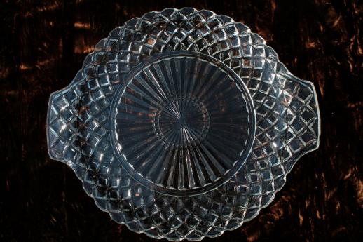 photo of waffle pattern depression glass dessert dishes set - sherbet glasses, plates & cake plate #3