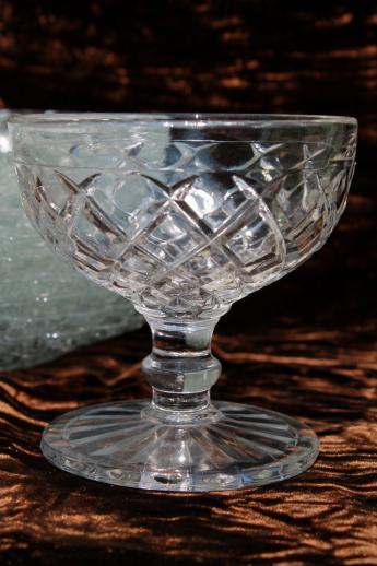 photo of waffle pattern depression glass dessert dishes set - sherbet glasses, plates & cake plate #6