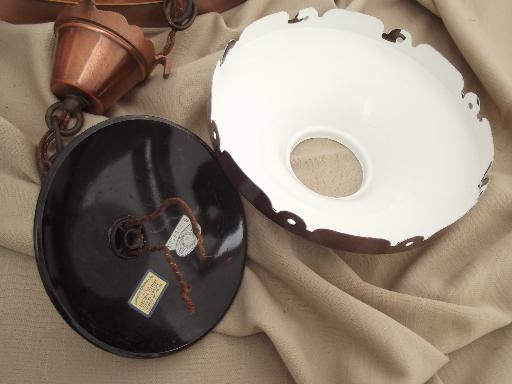 photo of wagon wheel hanging lamp, retro vintage ceiling light w/ copper shades #3