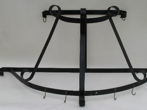 photo of wall mount large iron pot rack for hanging kitchen pots and pans #1