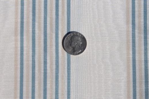 photo of watered moire bengaline fabric, creamy ivory w/ stripe in french blue & buff #2