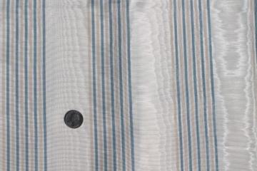 catalog photo of watered moire bengaline fabric, creamy ivory w/ stripe in french blue & buff