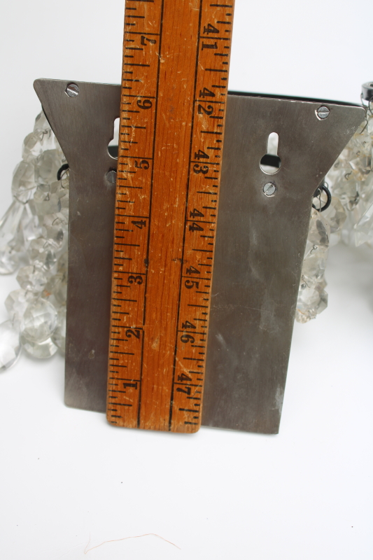 photo of waterfall chandelier glass crystal prisms wall sconce candle holders, pair of vintage sconces  #5