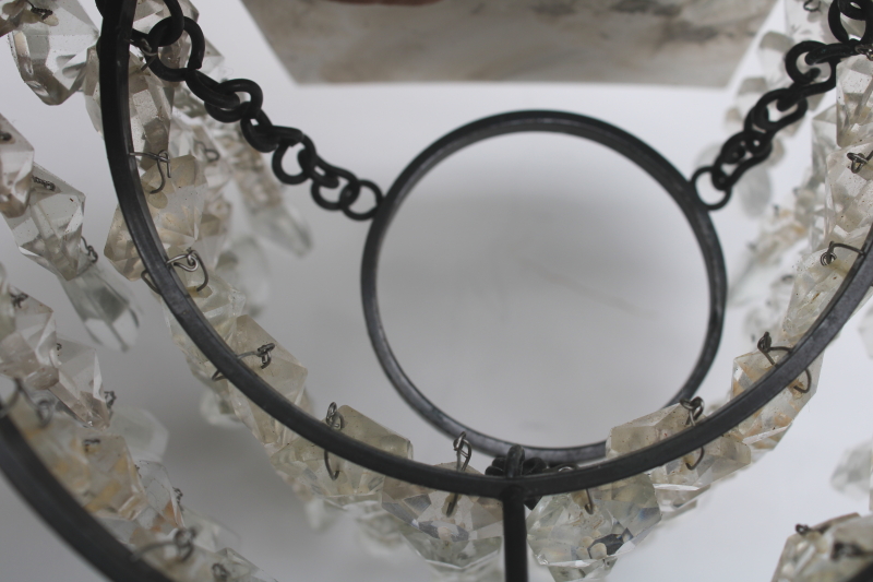 photo of waterfall chandelier glass crystal prisms wall sconce candle holders, pair of vintage sconces  #9