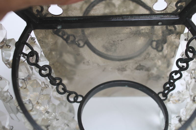 photo of waterfall chandelier glass crystal prisms wall sconce candle holders, pair of vintage sconces  #10