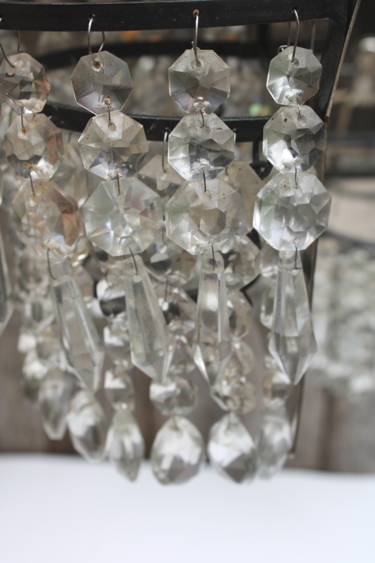 photo of waterfall chandelier glass crystal prisms wall sconce candle holders, pair of vintage sconces  #11