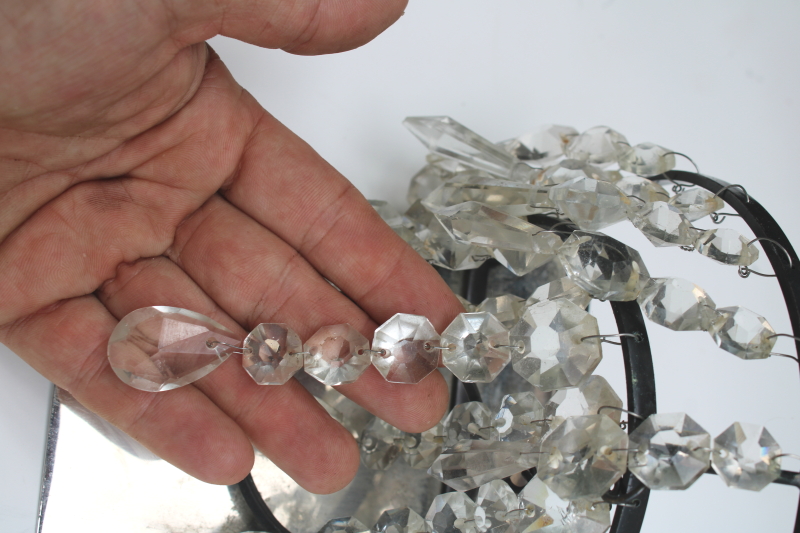 photo of waterfall chandelier glass crystal prisms wall sconce candle holders, pair of vintage sconces  #13