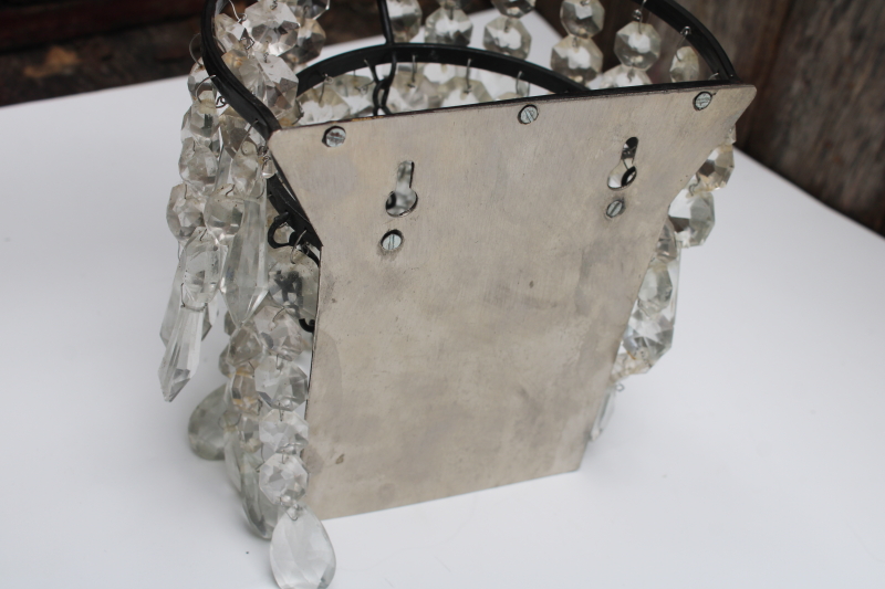 photo of waterfall chandelier glass crystal prisms wall sconce candle holders, pair of vintage sconces  #14