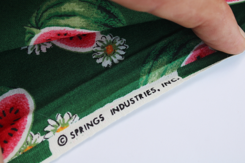photo of watermelons & daisies print on green vintage Springs quilting weight cotton fabric  #2