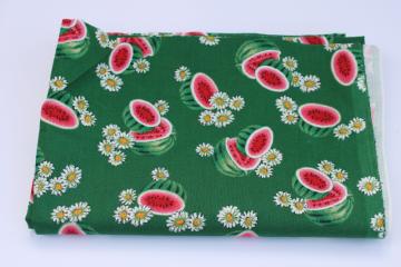 catalog photo of watermelons & daisies print on green vintage Springs quilting weight cotton fabric 