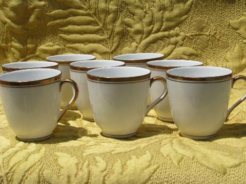 photo of wedding band copper trim, antique Germany white china demitasse cups #1