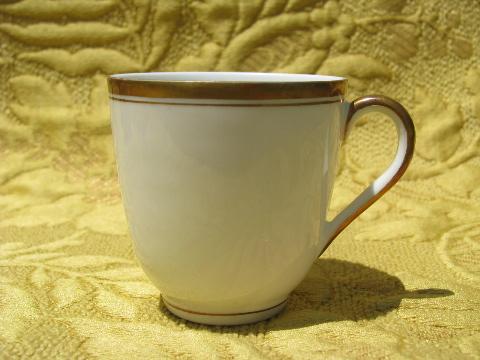 photo of wedding band copper trim, antique Germany white china demitasse cups #2