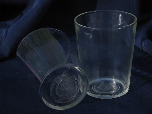 photo of western star and horseshoe embossed glass bar glasses, cowboy vintage #2