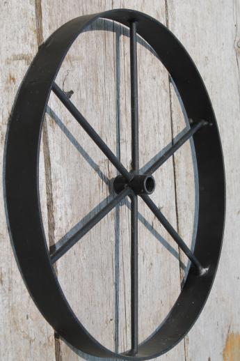 photo of western style wagon wheel set, metal wall art or primitive decorative wheels #5