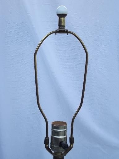 photo of western wagon wheel vintage turned wood lamp w/ copper yoke hardware #4