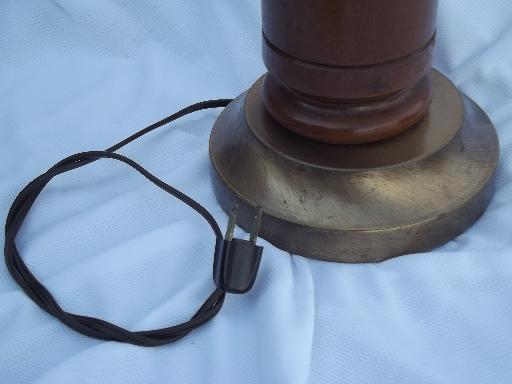 photo of western wagon wheel vintage turned wood lamp w/ copper yoke hardware #5