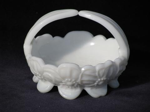 photo of westmoreland vintage white milk glass bride's basket flower bowl #1