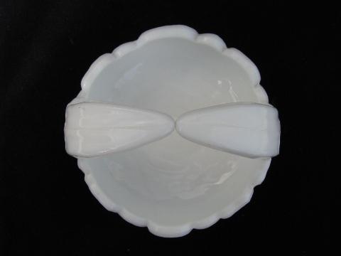 photo of westmoreland vintage white milk glass bride's basket flower bowl #2