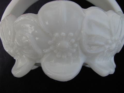 photo of westmoreland vintage white milk glass bride's basket flower bowl #3