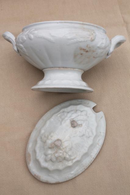 photo of wheat & hops pattern antique white ironstone china sauce dish or soup tureen #7