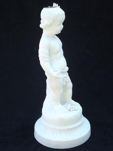 photo of white bisque porcelain cherub angel figure candlestick, vintage blanc de chine #2