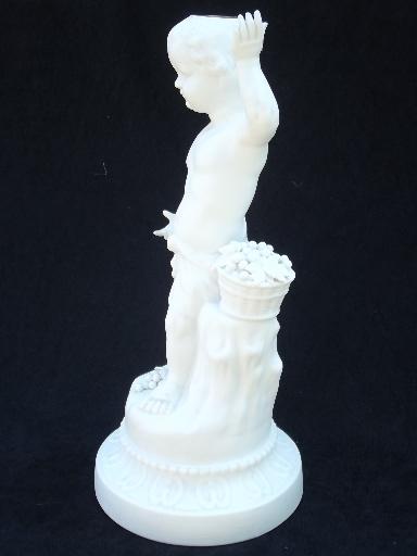 photo of white bisque porcelain cherub angel figure candlestick, vintage blanc de chine #4