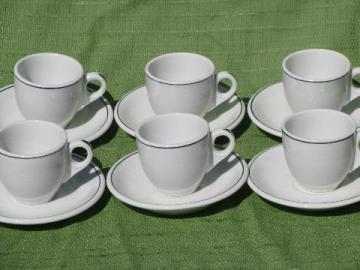 catalog photo of white w/black band vintage hotel / restaurant ironstone cups and saucers