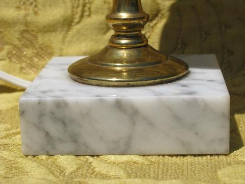 photo of white coin spot art glass table lamp, brass & marble vintage Italy #3