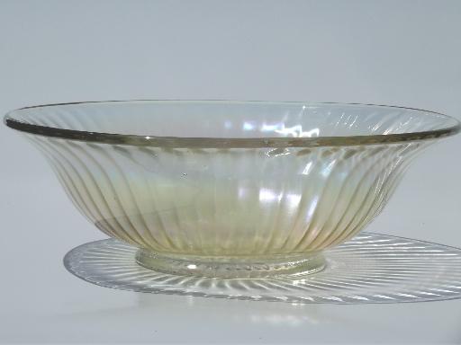 photo of white iridescent carnival glass bowl, vintage depression glass bowl #1