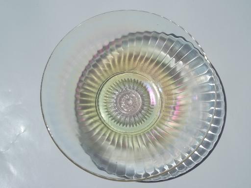 photo of white iridescent carnival glass bowl, vintage depression glass bowl #2