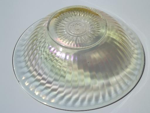 photo of white iridescent carnival glass bowl, vintage depression glass bowl #4