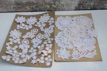 catalog photo of white lace embroidery appliques for crafts, vintage style wedding bridal sewing projects
