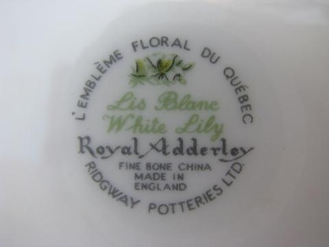 photo of white lilies floral tray, vintage Adderley - England bone china #3