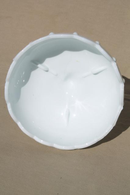 photo of white milk glass pedestal compote / flower  bowl, vintage Indiana glass teardrop pattern #2