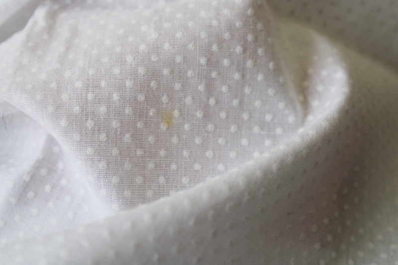 photo of white on white flocked dots dotted swiss, 70s vintage cotton fabric #5