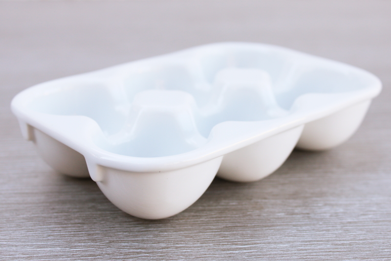 photo of white porcelain egg holder, modern farmhouse ironstone china egg carton shape tray #3