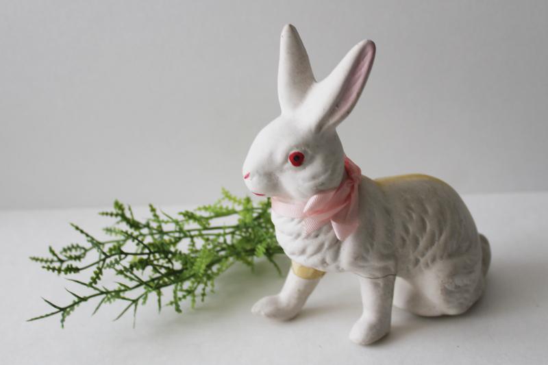 photo of white rabbit candy container, antique vintage Germany Easter bunny figure #1