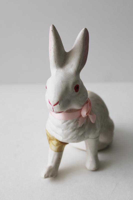 photo of white rabbit candy container, antique vintage Germany Easter bunny figure #5