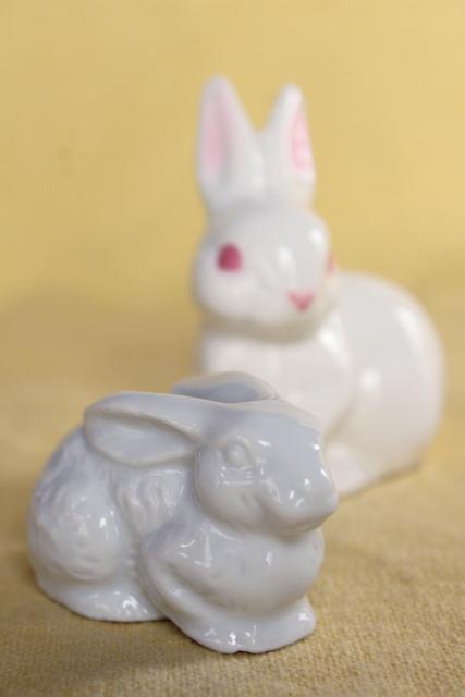 photo of white rabbit china figurines, vintage Easter bunnies Napco & OMC Japan #1