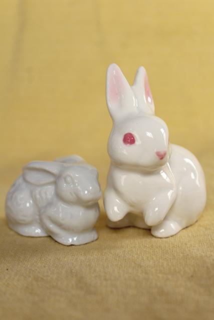 photo of white rabbit china figurines, vintage Easter bunnies Napco & OMC Japan #5