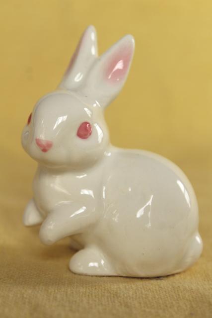 photo of white rabbit china figurines, vintage Easter bunnies Napco & OMC Japan #6