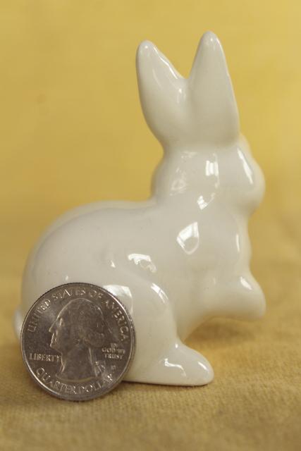 photo of white rabbit china figurines, vintage Easter bunnies Napco & OMC Japan #8