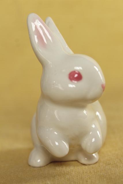 photo of white rabbit china figurines, vintage Easter bunnies Napco & OMC Japan #9