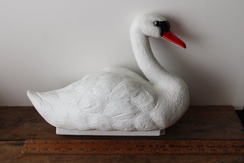 photo of white swan floating plastic pond decor, lifelike decoy yard lawn ornament  #2