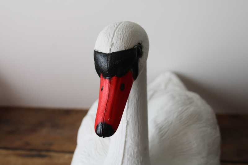 photo of white swan floating plastic pond decor, lifelike decoy yard lawn ornament  #4