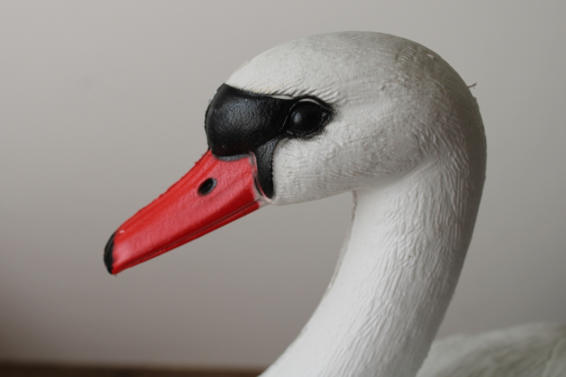 photo of white swan floating plastic pond decor, lifelike decoy yard lawn ornament  #5