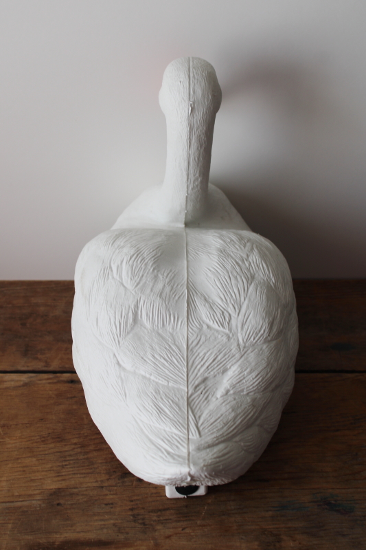 photo of white swan floating plastic pond decor, lifelike decoy yard lawn ornament  #7