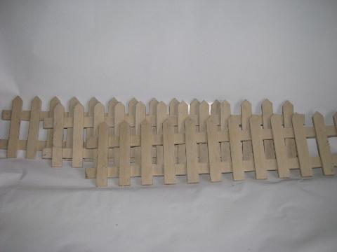 photo of white wood picket fence for vintage Christmas village, old-fashioned putz scene #1