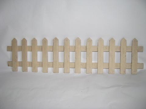 photo of white wood picket fence for vintage Christmas village, old-fashioned putz scene #2