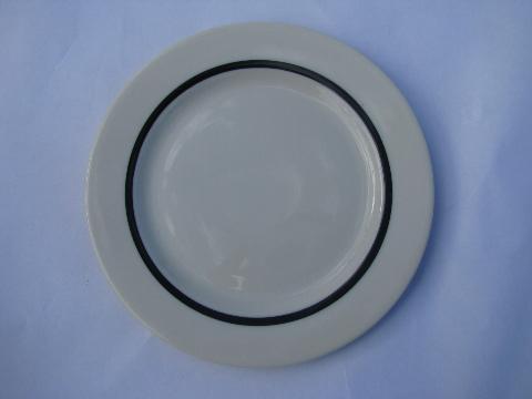 photo of wide black band Old Ivory vintage Syracuse china plates, bread & butter plate lot #2